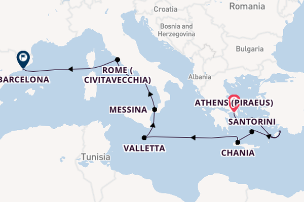 Mediterranean Sea from Athens (Piraeus), Greece with the Celebrity Infinity
