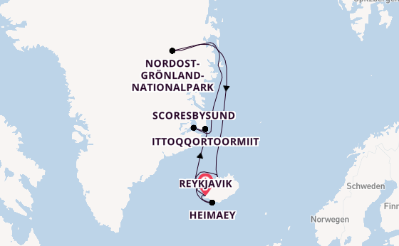 Arktis ab Reykjavik, Island auf der Seabourn Pursuit