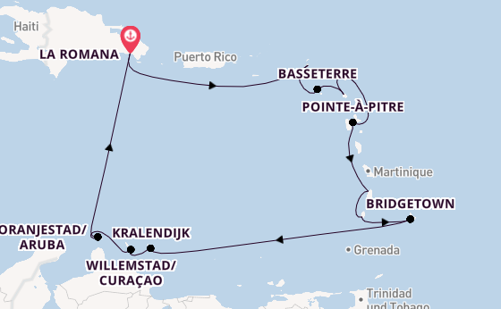 Südliche Karibik ab La Romana, Dominikanische Republik auf AIDAbella