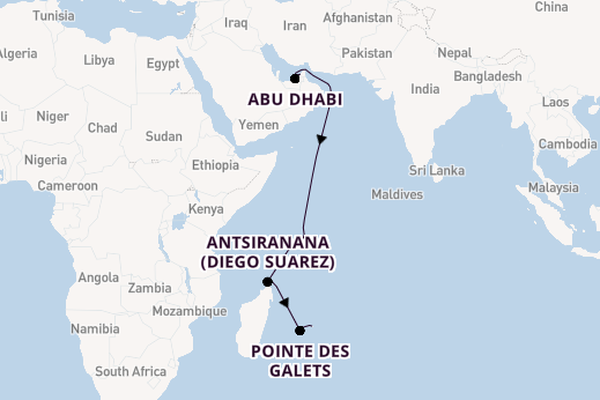 India and Indian Ocean from Dubai, United Arab Emirates with the Norwegian Sky