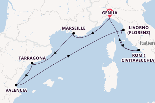 Westliches Mittelmeer ab Genua, Italien auf der MSC Splendida