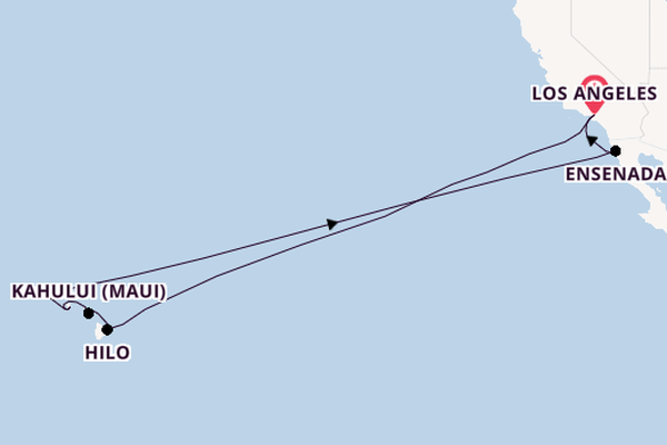 Hawaii from Los Angeles, California, USA with the Emerald Princess