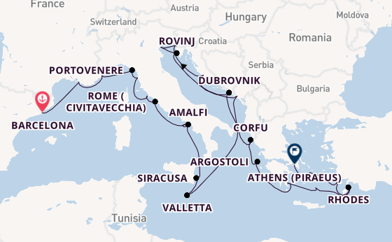 Mediterranean Sea from Barcelona, Spain with the Azamara Onward