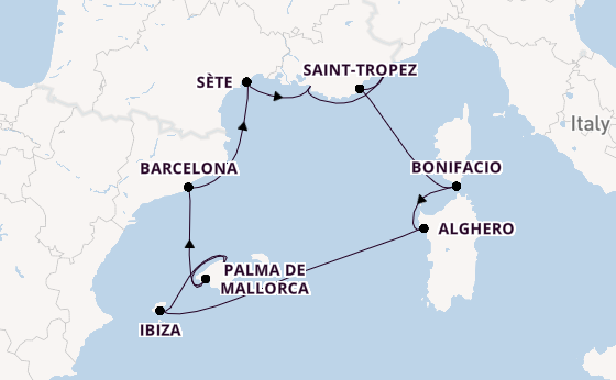 Western Mediterranean from Nice, France with the Silver Shadow