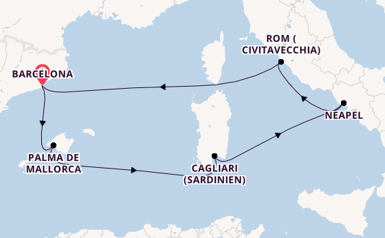 Westliches Mittelmeer ab Barcelona, Spanien auf AIDAcosma