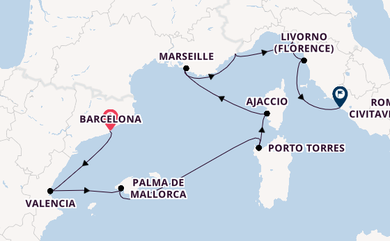 Western Mediterranean from Barcelona, Spain with the Allura