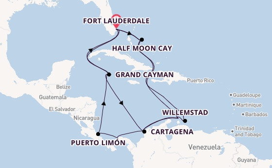 Caribbean vanaf Fort Lauderdale, Verenigde Staten met de Oosterdam