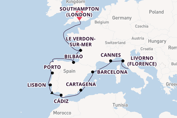 Western Mediterranean from Southampton with the Norwegian Prima