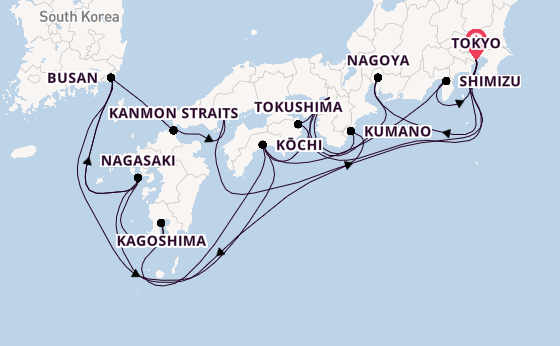 Japan from Tokyo, Japan with the Diamond Princess