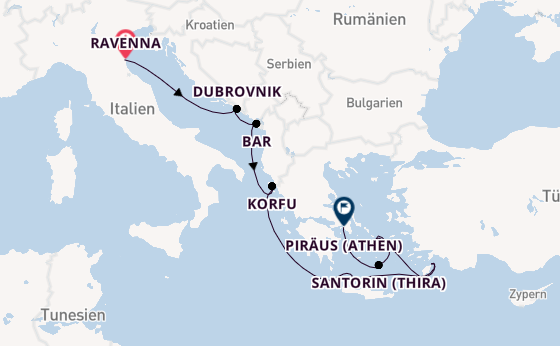 Östliches Mittelmeer ab Ravenna, Italien auf der Celebrity Eclipse