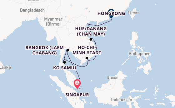 Südostasien ab Singapur, Singapur auf der Norwegian Jade