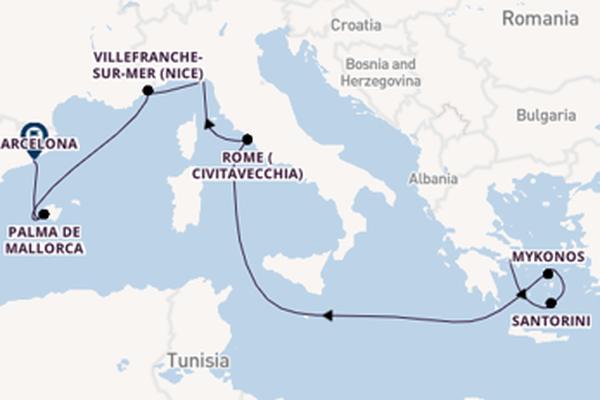 Mediterranean Sea from Athens (Piraeus), Greece with the Celebrity Eclipse