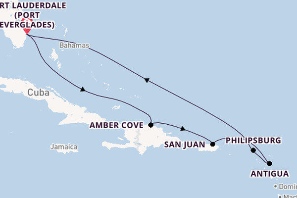 Caribbean from Fort Lauderdale (Port Everglades), Florida, USA with the Majestic Princess