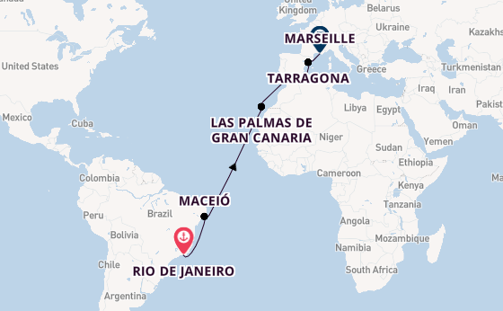 Transatlantic from Rio de Janeiro, Brazil with the MSC Musica
