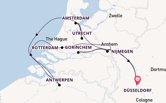 Waal vanaf Düsseldorf, Duitsland met de VIVA ONE
