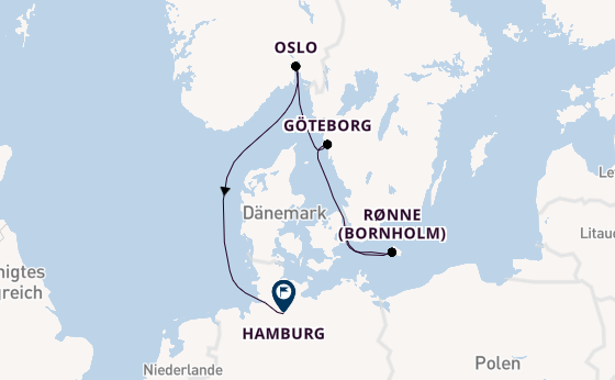 Norwegen ab Kopenhagen, Dänemark auf der EXPLORA IV
