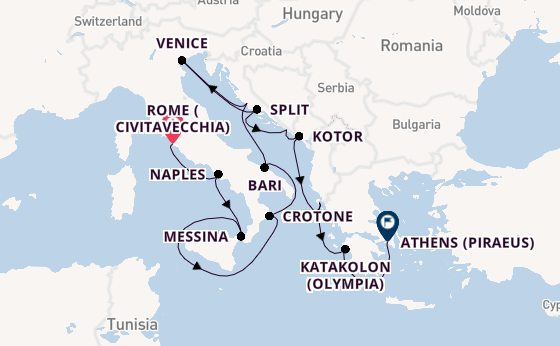 Mediterranean Sea from Rome (Civitavecchia), Italy with the Viking Neptune