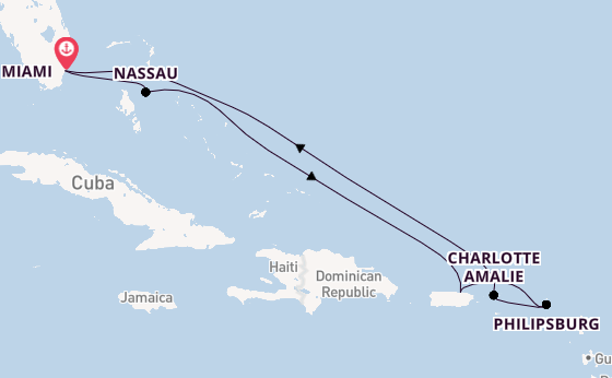 Caribbean from Miami, Florida, USA with the MSC Meraviglia