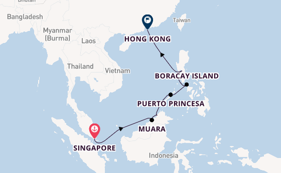 South East Asia from Singapore, Singapore with the Riviera