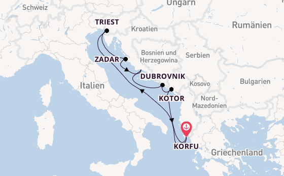 Östliches Mittelmeer ab Korfu auf AIDAblu