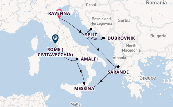 Mediterranean Sea from Ravenna, Italy with the Brilliance of the Seas