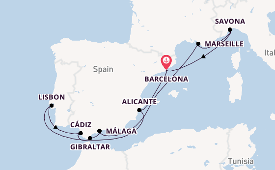 Western Mediterranean from Barcelona, Spain with the Costa Diadema