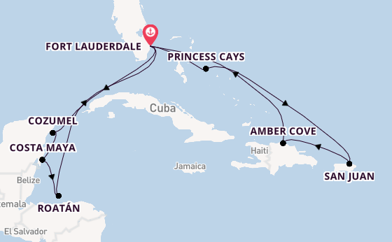 Caribbean vanaf Fort Lauderdale, Verenigde Staten met de Sun Princess
