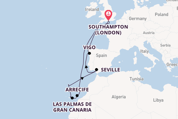 Canary Islands from Southampton, England with the Iona