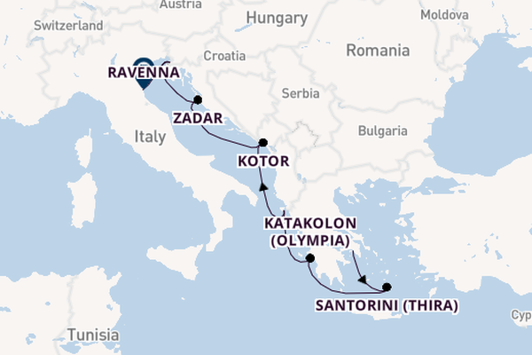 Eastern Mediterranean from Piraeus (Athens), Greece with the Norwegian Pearl