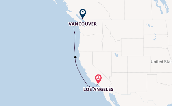 USA West Coast from Los Angeles, California, USA with the Star Princess