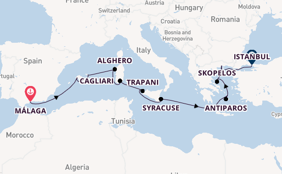 Mediterranean from Málaga, Spain with the MS EUROPA 2