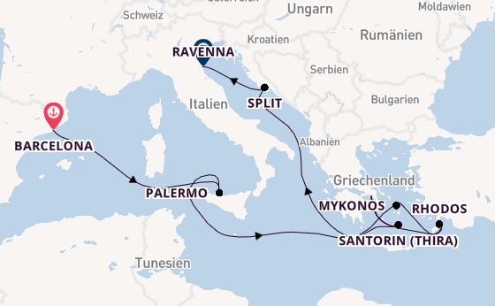 Mittelmeer ab Barcelona, Spanien auf der Mariner of the Seas