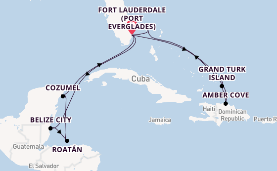 Caribbean from Fort Lauderdale (Port Everglades), Florida, USA with the Star Princess