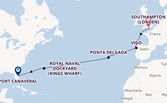 trans-Atlantisch vanaf Southampton (Londen), Engeland met de Celebrity Apex