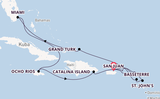 Karibik ab San Juan, Puerto Rico auf der Explora III