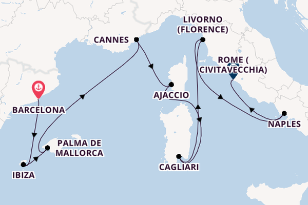 Barcelona to Cannes, Ibiza and Tuscany