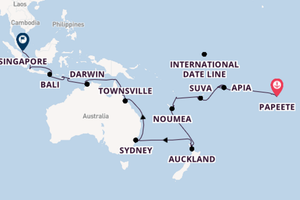 Australia and New Zealand from Papeete, Tahiti, French Polynesia with the Nautica