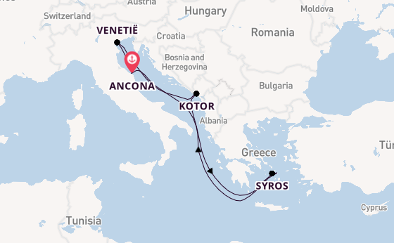 Middellandse Zee vanaf Ancona, Italië met de MSC Lirica