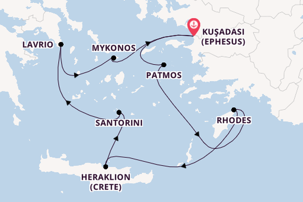 Eastern Mediterranean from Kuşadası (Ephesus), Turkey with the Celestyal Discovery