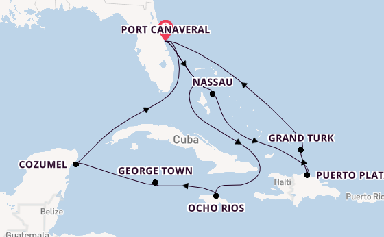 Caribbean vanaf Port Canaveral, Verenigde Staten met de MSC Grandiosa