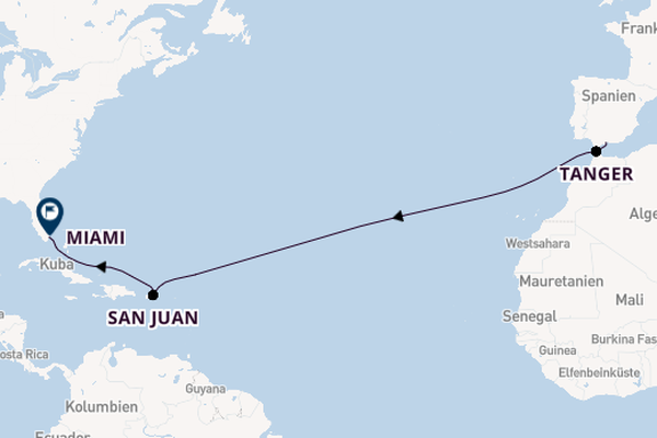 Transatlantik ab Málaga, Spanien auf der Azamara Quest