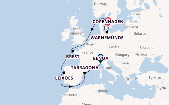 Western Mediterranean from Copenhagen, Denmark with the MSC Magnifica