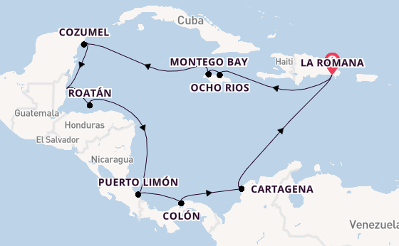 Caribbean vanaf La Romana, Dominicaanse Republiek met de Mein Schiff 3