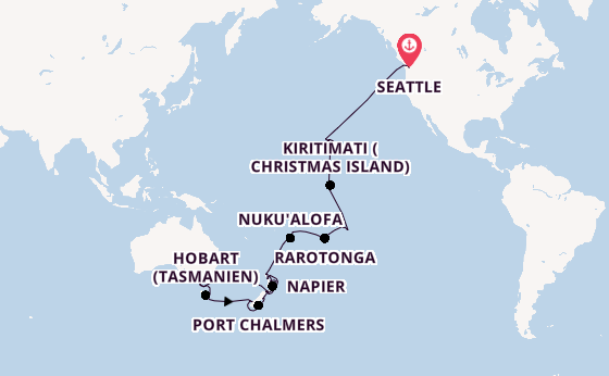 Transpazifik ab Seattle, USA auf der Westerdam