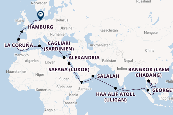 Mittelmeer ab Ho-Chi-Minh-Stadt, Vietnam auf der VASCO DA GAMA