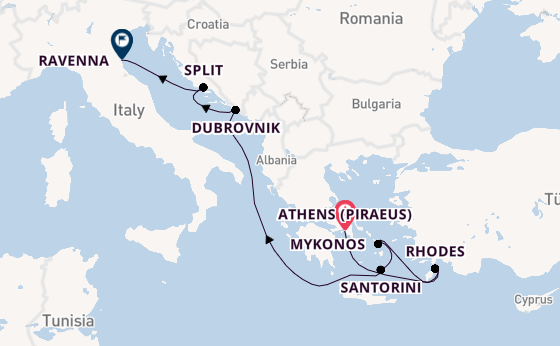 Eastern Mediterranean from Athens (Piraeus), Greece with the Explorer of the Seas