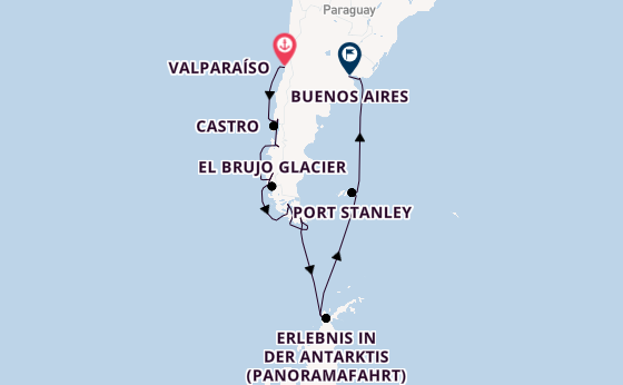 Südamerika ab Valparaíso, Chile auf der Seabourn Quest