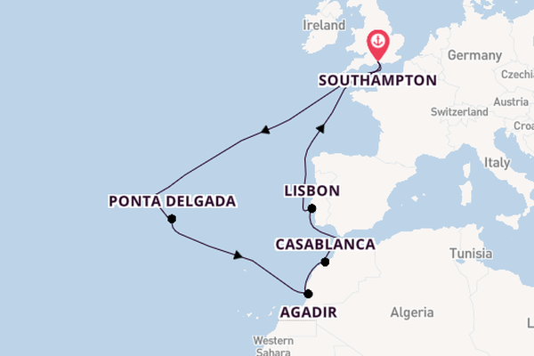 Portugal from Southampton, England with the Queen Victoria