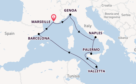 Western Mediterranean from Marseille, France with the MSC Seashore