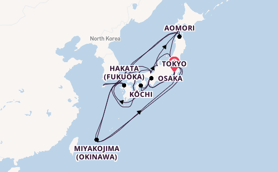 Japan from Tokyo, Japan with the Noordam
